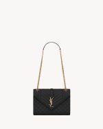 Ysl Envelope Medium in Quilted Grain De Poudre Embossed Leather